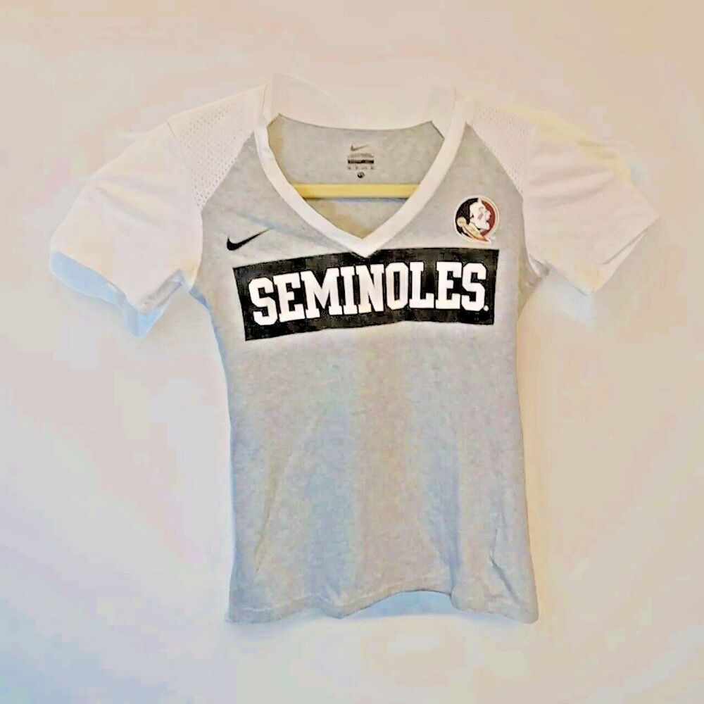 🏈 Nike Florida State Seminoles Fitted T-Shirt – Women’s XS – Gray & White